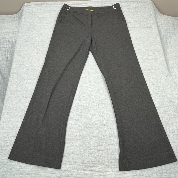 ST. JOHN Flat Front Wide‎ Leg Gray Pants Women's Size 10 Buckle Detail